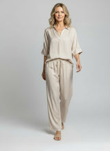 Load image into Gallery viewer, 8073 Relaxed Collared Top & 8077 Wide-Leg Pants Set White Beige