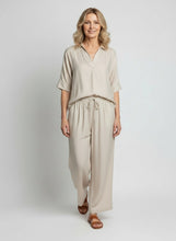Load image into Gallery viewer, 8073 Relaxed Collared Top & 8077 Wide-Leg Pants Set White Beige