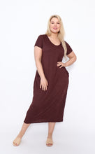 Load image into Gallery viewer, 7643  V-neck Pockets Dress Chocolate