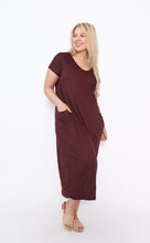 Load image into Gallery viewer, 7643  V-neck Pockets Dress Chocolate