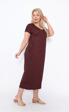 Load image into Gallery viewer, 7643  V-neck Pockets Dress Chocolate