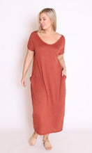 Load image into Gallery viewer, 7643 V-neck Pockets Cotton Dress