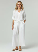 Load image into Gallery viewer, 8073 Relaxed Collared Top & 8077 Wide-Leg Pants Set White