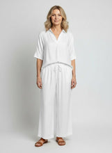Load image into Gallery viewer, 8073 Relaxed Collared Top & 8077 Wide-Leg Pants Set White