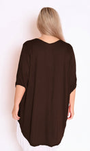 Load image into Gallery viewer, 7633 Dark Chocolate Hi-Low oversized draped top