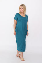 Load image into Gallery viewer, 7643 Teal V-neck Pockets Dress