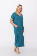 Load image into Gallery viewer, 7643 Teal V-neck Pockets Dress