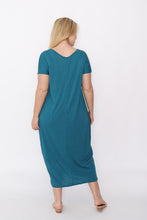 Load image into Gallery viewer, 7643 Teal V-neck Pockets Dress
