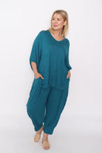 Load image into Gallery viewer, 7986 Teal Crinkle Cotton Square Top & 7718 Comfy pants