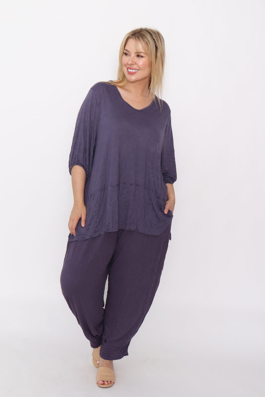 7986 Ink Crinkle Cotton Square Top & 7718 Comfy pants