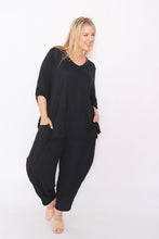 Load image into Gallery viewer, 7986 Black Crinkle Cotton Square Top & 7718 Comfy pants