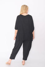 Load image into Gallery viewer, 7986 Black Crinkle Cotton Square Top & 7718 Comfy pants