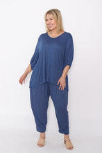 Load image into Gallery viewer, 7986 Denimblue Crinkle Cotton Square Top & 7718 Comfy pants