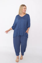 Load image into Gallery viewer, 7986 Denimblue Crinkle Cotton Square Top & 7718 Comfy pants