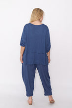 Load image into Gallery viewer, 7986 Denimblue Crinkle Cotton Square Top &amp; 7718 Comfy pants
