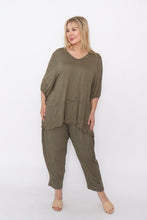 Load image into Gallery viewer, 7986 Khaki Crinkle Cotton Square Top & 7718 Comfy pants