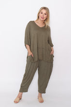 Load image into Gallery viewer, 7986 Khaki Crinkle Cotton Square Top & 7718 Comfy pants