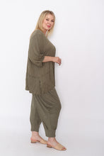 Load image into Gallery viewer, 7986 Khaki Crinkle Cotton Square Top & 7718 Comfy pants