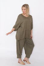 Load image into Gallery viewer, 7986 Khaki Crinkle Cotton Square Top & 7718 Comfy pants