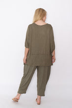 Load image into Gallery viewer, 7986 Khaki Crinkle Cotton Square Top & 7718 Comfy pants
