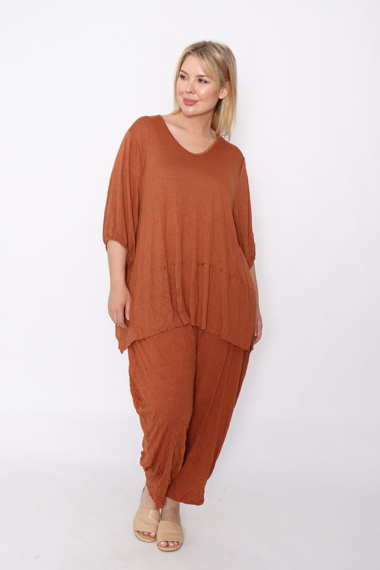 7986 Rust Crinkle Cotton Square Top & 7718 Comfy pants