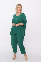 Load image into Gallery viewer, 7986 Green Crinkle Cotton Square Top & 7718 Comfy pants