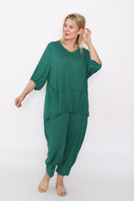 Load image into Gallery viewer, 7986 Green Crinkle Cotton Square Top & 7718 Comfy pants
