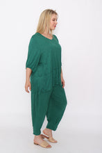 Load image into Gallery viewer, 7986 Green Crinkle Cotton Square Top & 7718 Comfy pants