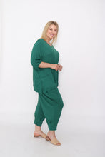 Load image into Gallery viewer, 7986 Green Crinkle Cotton Square Top & 7718 Comfy pants