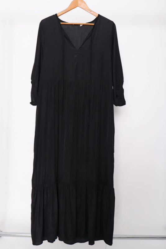 7943 Black Flowy dress with side pockets