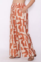 Load image into Gallery viewer, 7972 Wide-leg Rust & Cream Abstract Print Pants
