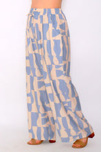 Load image into Gallery viewer, 7972 Blue with Beige Wide-Leg pants