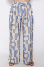 Load image into Gallery viewer, 7972 Blue with Beige Wide-Leg pants