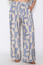 Load image into Gallery viewer, 7972 Blue with Beige Wide-Leg pants