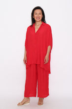 Load image into Gallery viewer, 7451 Hi-Low button up shirt & 7735 Wide-Leg pants Christmas Red