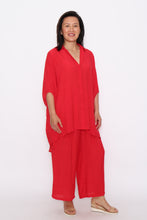 Load image into Gallery viewer, 7451 Hi-Low button up shirt & 7735 Wide-Leg pants Christmas Red