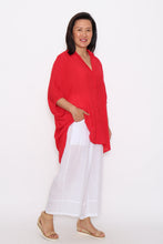Load image into Gallery viewer, 7451 Christmas Red Hi-Low button up shirt & 7735 White Wide-Leg pants