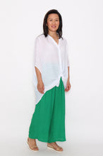 Load image into Gallery viewer, 7451 White Hi-Low button up shirt & 7735 Christmas Green Wide-Leg pants