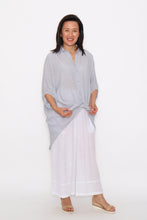 Load image into Gallery viewer, 7451 Soft Grey Button up Hi-Low shirt & 7735 White Wide-Leg pants