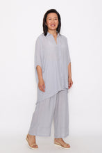Load image into Gallery viewer, 7451 Soft Grey Button up Hi-Low shirt & 7735 Soft Grey Wide-Leg pants