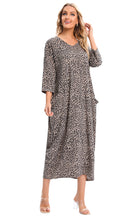 Load image into Gallery viewer, 7849 Brown Leopard dress with pockets