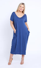 Load image into Gallery viewer, 7643 Denim Crinkle Cotton Pockets dress