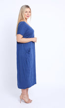 Load image into Gallery viewer, 7643 Denim Crinkle Cotton Pockets dress