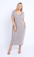 Load image into Gallery viewer, 7643 Oat V-neck Pockets Cotton Dress