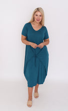 Load image into Gallery viewer, 7446 Teal Tie Dress