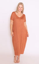 Load image into Gallery viewer, 7643 Rust Crinkle Cotton Pockets dress