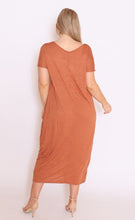 Load image into Gallery viewer, 7643 Rust Crinkle Cotton Pockets dress
