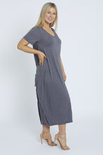 Load image into Gallery viewer, 7446 Charcoal Tie Dress