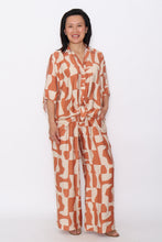 Load image into Gallery viewer, 7972 Wide-leg Rust &amp; Cream Abstract Print Pants
