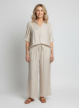 Load image into Gallery viewer, 8073 Relaxed Collared Top &amp; 8077 Wide-Leg Pants Set White Beige
